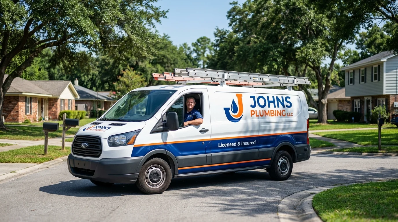 Johns Plumbing LLC service van in Milledgeville, GA
