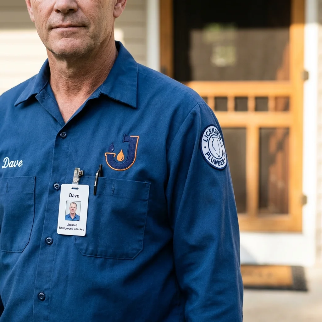 Licensed plumber showing ID badge in Milledgeville, GA