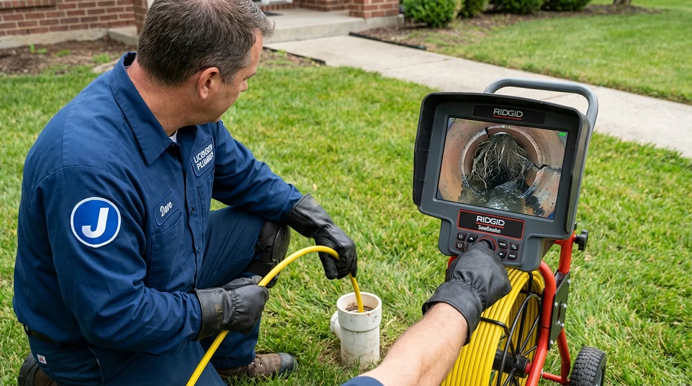 Sewer camera inspection being performed by Johns Plumbing LLC in Milledgeville