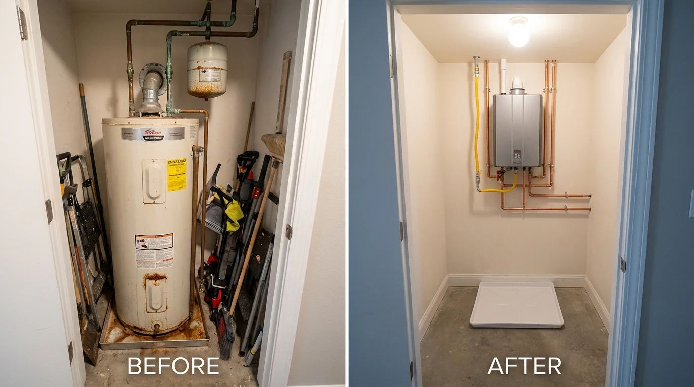 Tank water heater versus wall-mounted tankless unit comparison for Milledgeville, GA homeowners