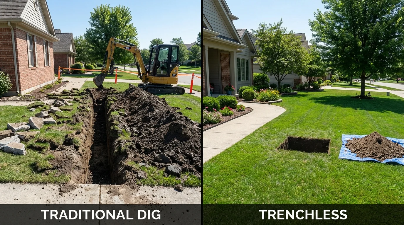 Trenchless sewer repair with minimal yard damage versus traditional excavation in Milledgeville, GA
